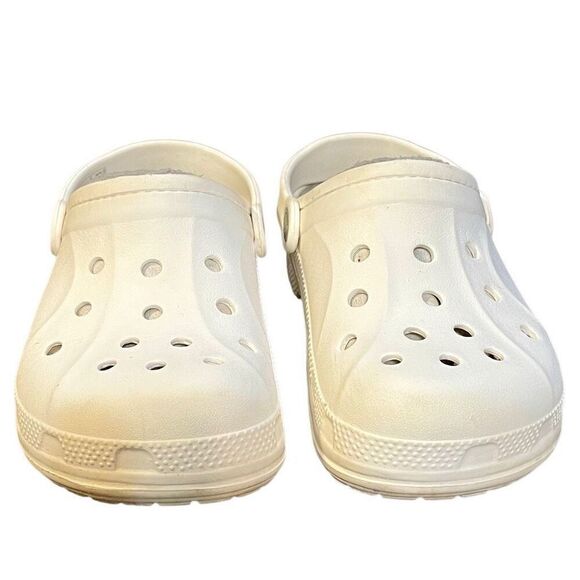 Crocs Kids White Lined Slingback Clogs 3 J 5 - Picture 1 of 12
